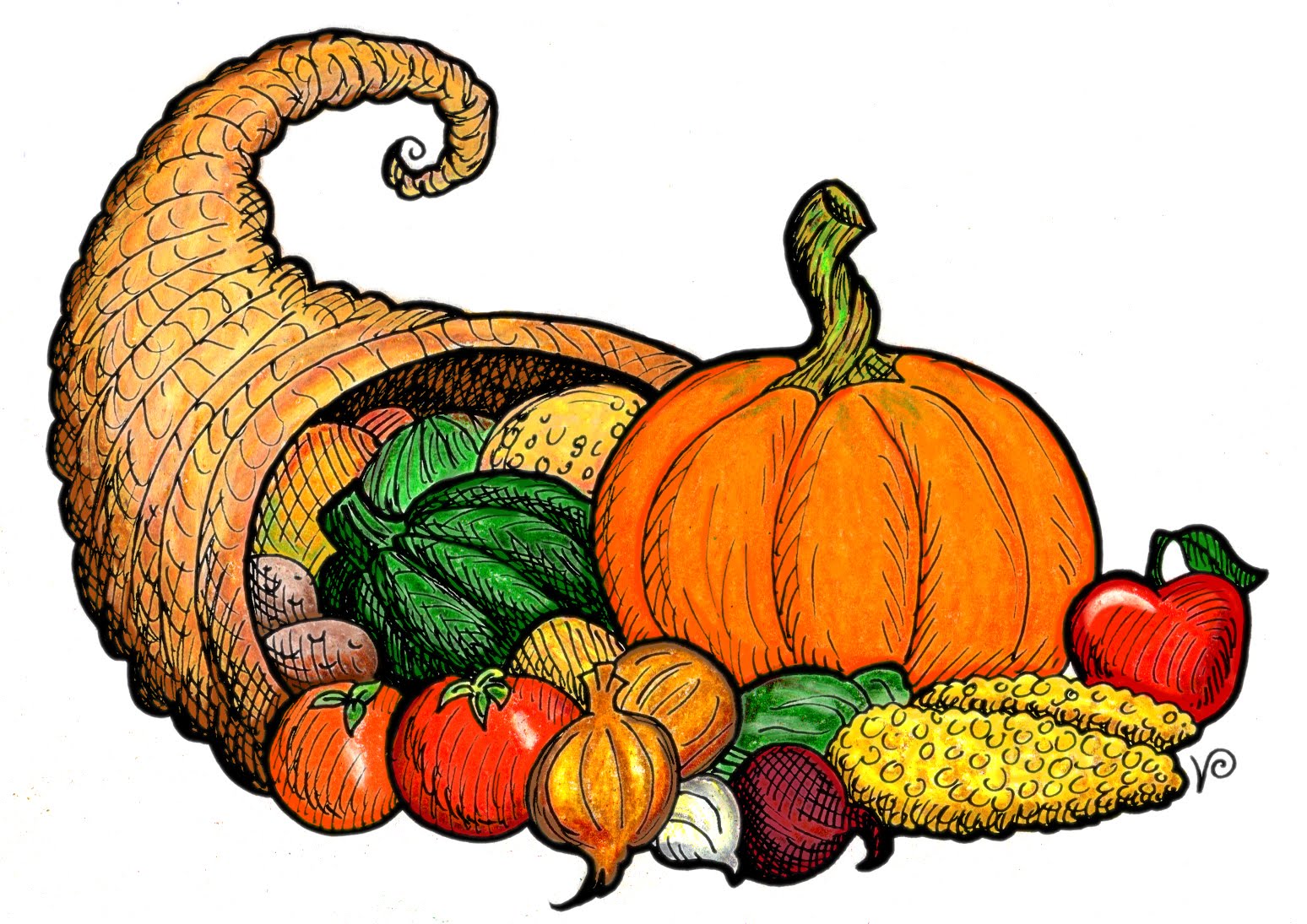 cornucopia clipart vintage