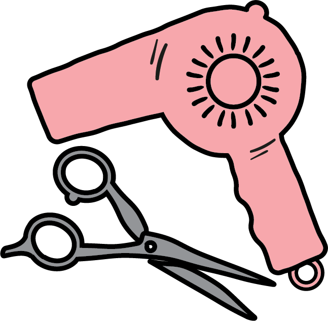 Cosmetology peachy ideas icon. Hairdresser clipart transparent