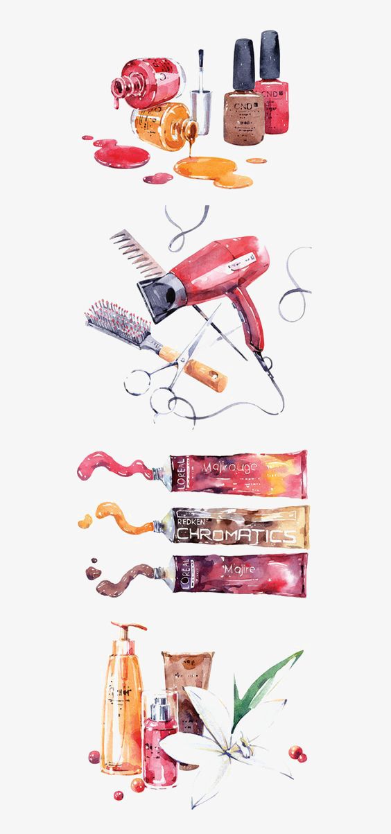 cosmetology clipart watercolor