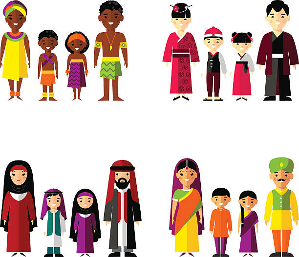 Costume clipart family member. Set of international dressed