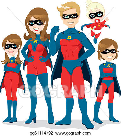 Eps illustration superhero vector. Costume clipart family member