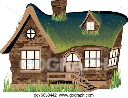 Hut clipart stone houses. Vector illustration house eps