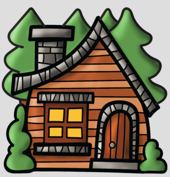 Goldilocks and the clip. Cottage clipart three bears