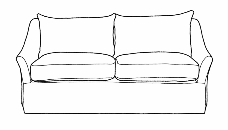 Free black and white. Couch clipart outline