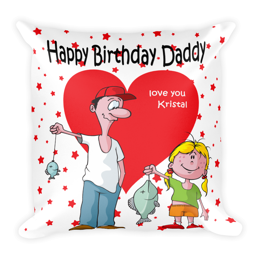 Happy birthday daddy pillow. Dad clipart lazy
