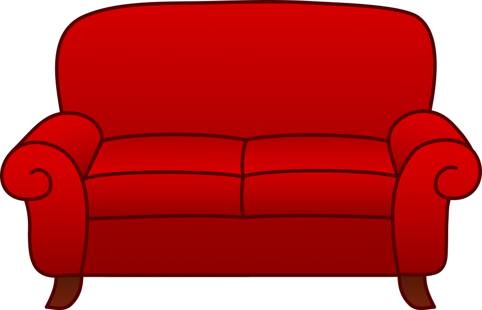 Red reclining sofas and. Couch clipart single sofa