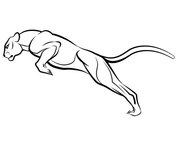 puma jumping line art