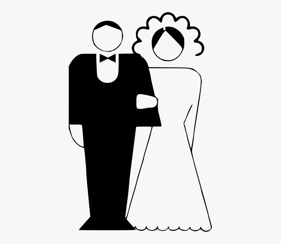 Marriage clipart marrige. Couple married black and