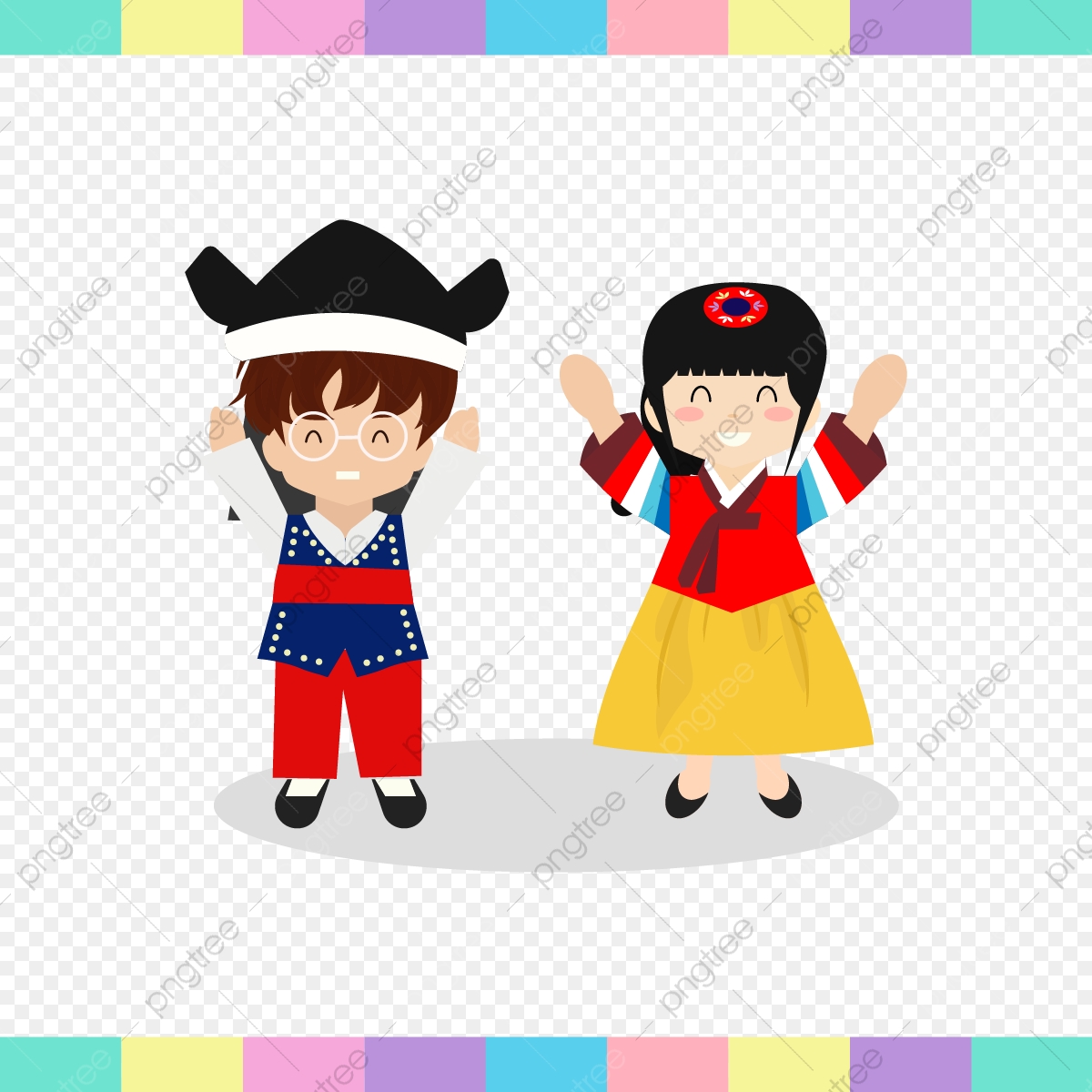 Kids happy chuseok day. Couple clipart celebration