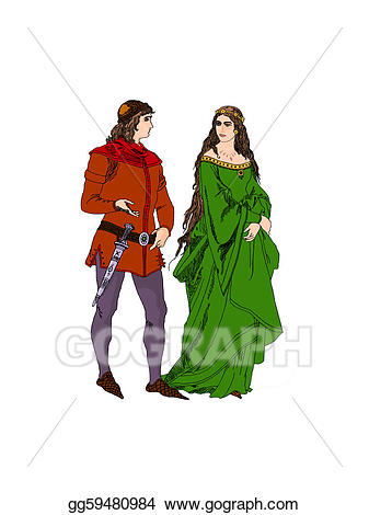 Stock illustration lovers gg. Medieval clipart couple