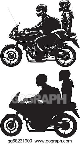 Motorcycle clipart couple. Eps vector on stock