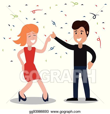 Couple clipart party. Vector illustration dancing confetti