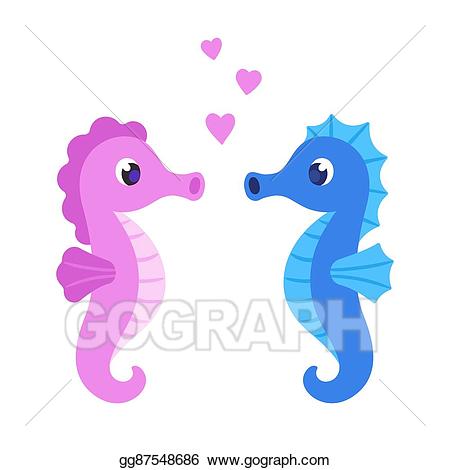 couple clipart seahorse