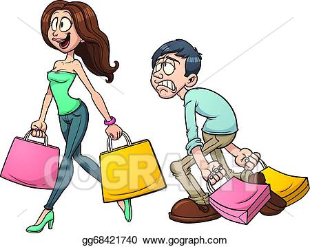 Vector illustration . Couple clipart shopping