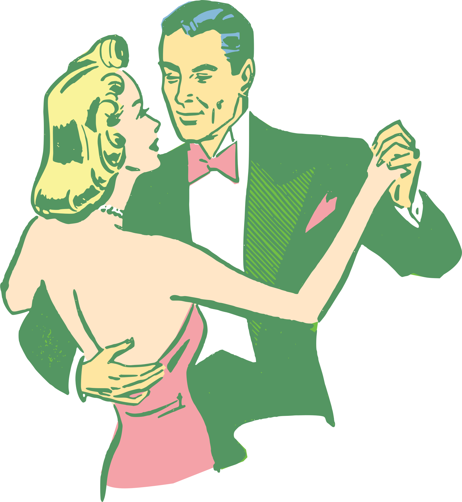 Dancing colorized big image. Couple clipart vintage
