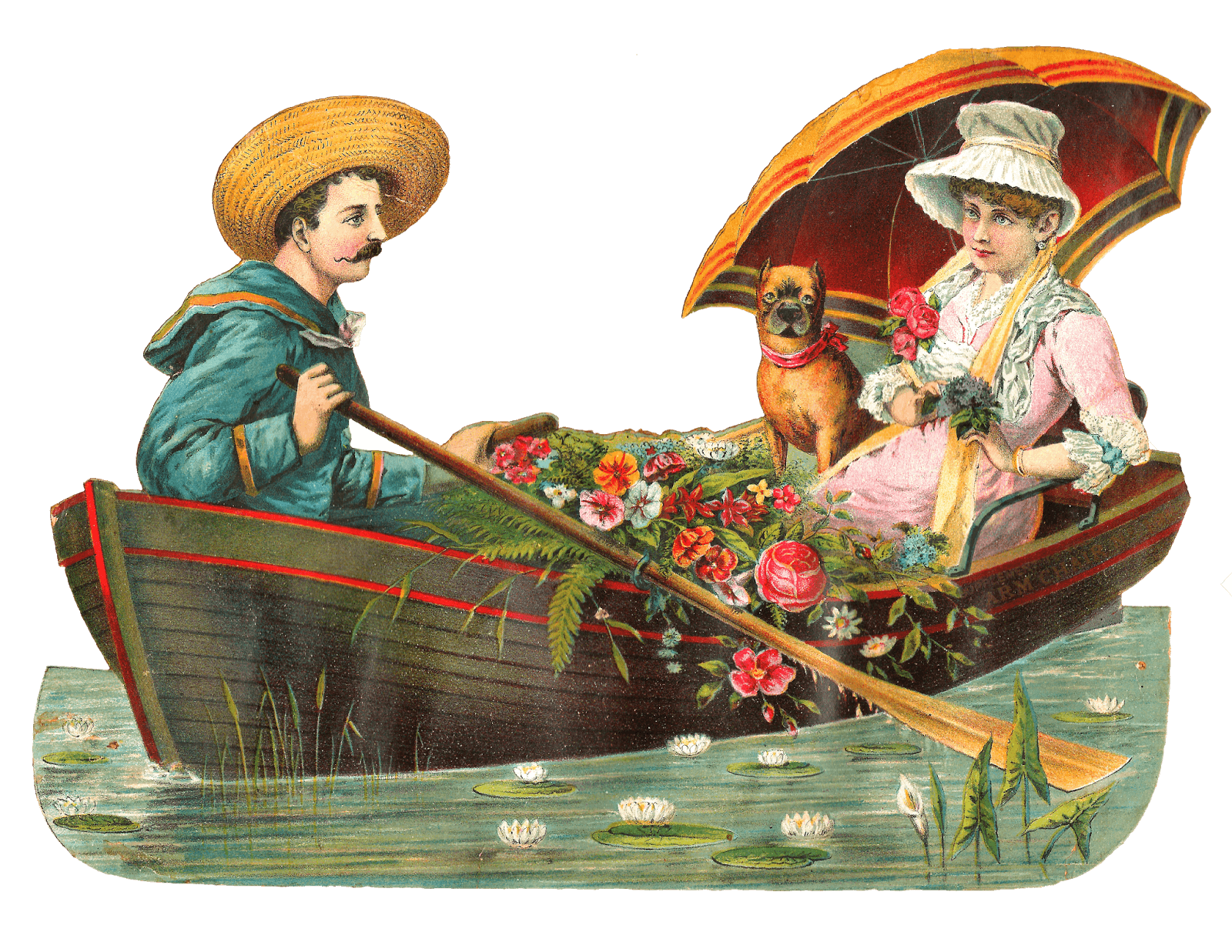 Couple clipart vintage. On a boat with