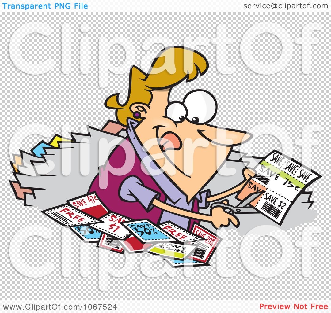 Coupon clipart clipped. Woman clipping coupons royalty