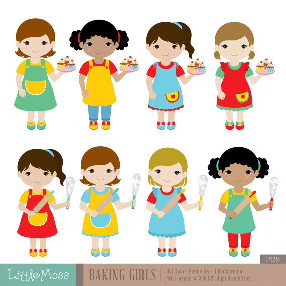 Baking girls digital products. Coupon clipart kid