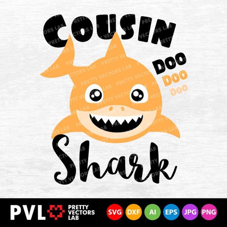 Boy cousin shark svg. Cousins clipart three