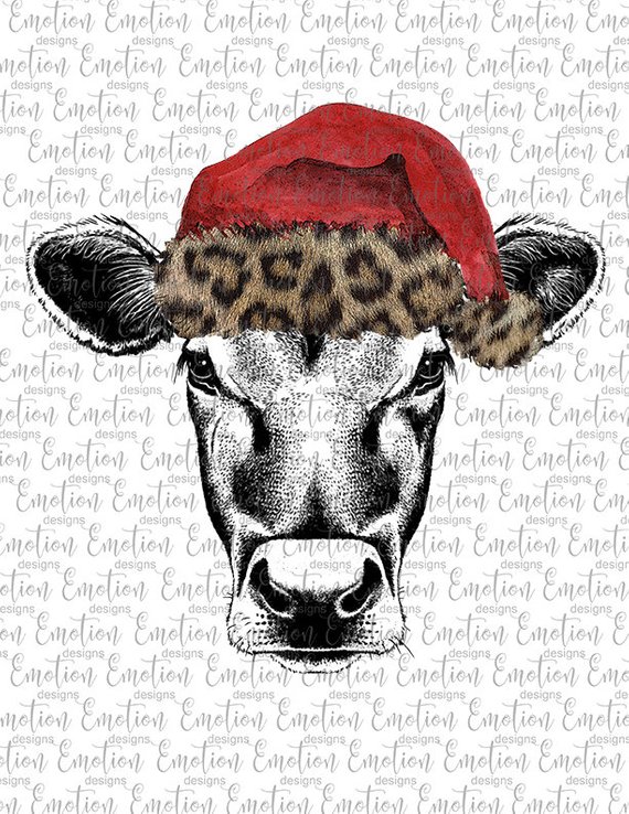Cow clipart hat. Heifer in santa christmas