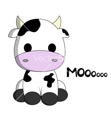 Cute cartoon vector on. Cow clipart kawaii