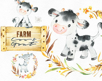 cow clipart watercolor