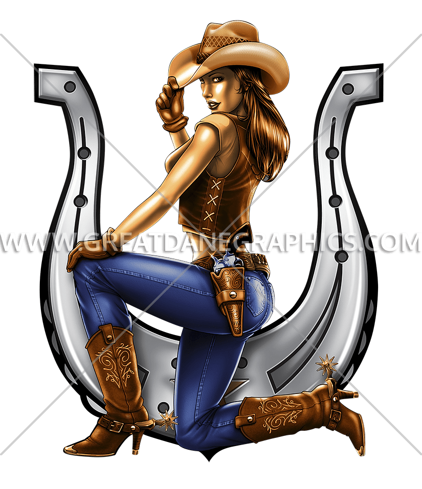 Production ready artwork for. Cowgirl clipart horseshoe