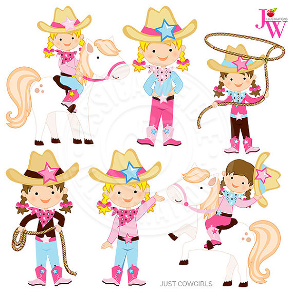 Cowgirl clipart. Just cowgirls digital graphics