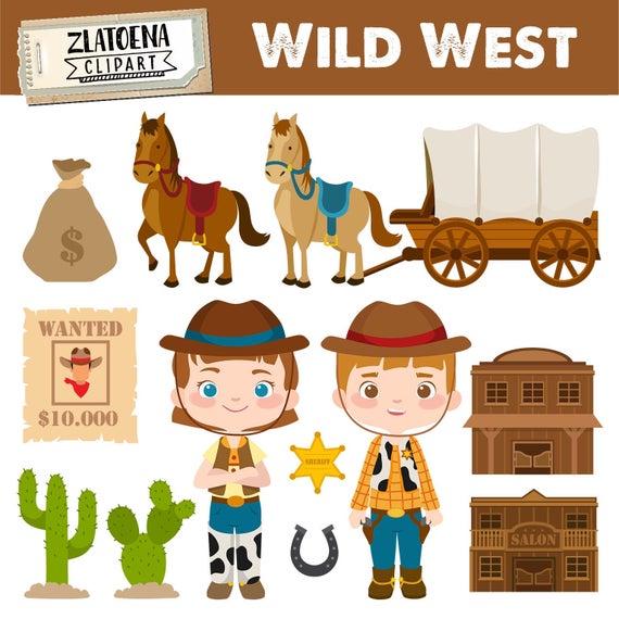 Cowgirl clipart digital. Wild west cowboy clip
