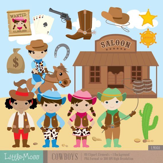 Cowboy wild west . Cowgirl clipart digital