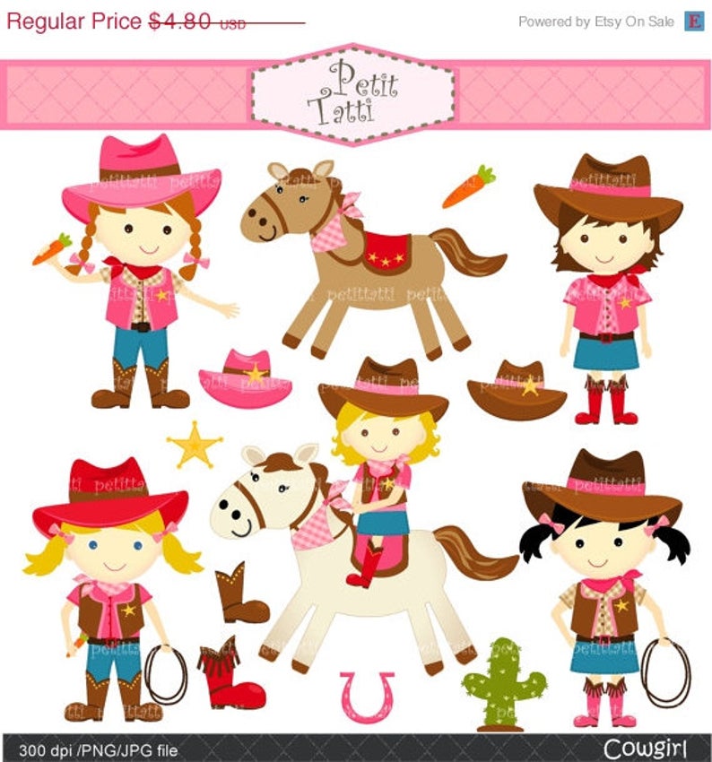 On sale cowgirls cute. Cowgirl clipart digital