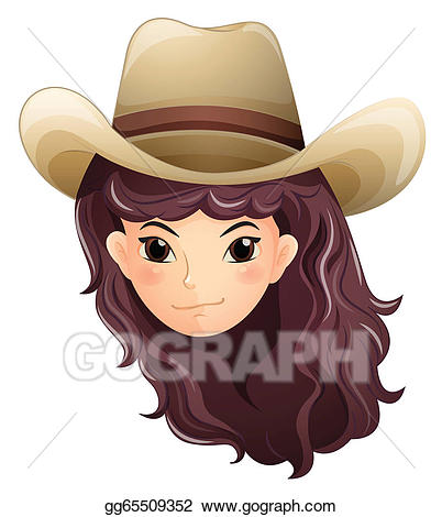 Vector illustration a pretty. Cowgirl clipart head