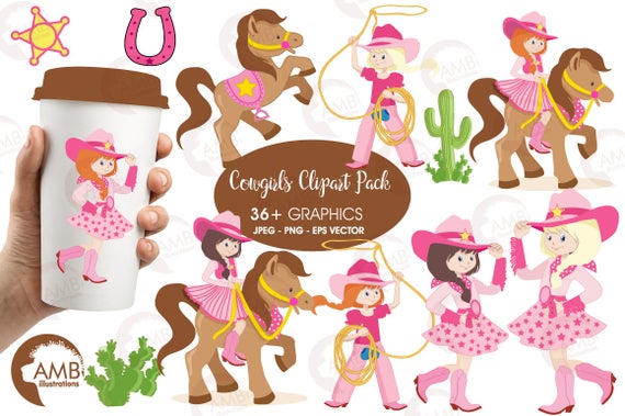 cowgirl clipart themed