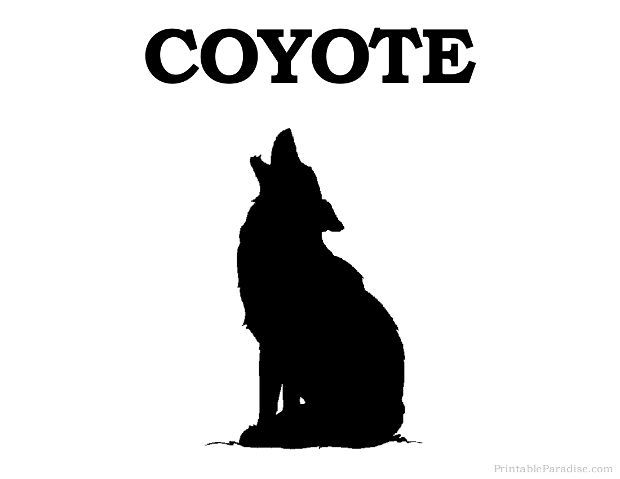 Silhouette print free . Coyote clipart printable
