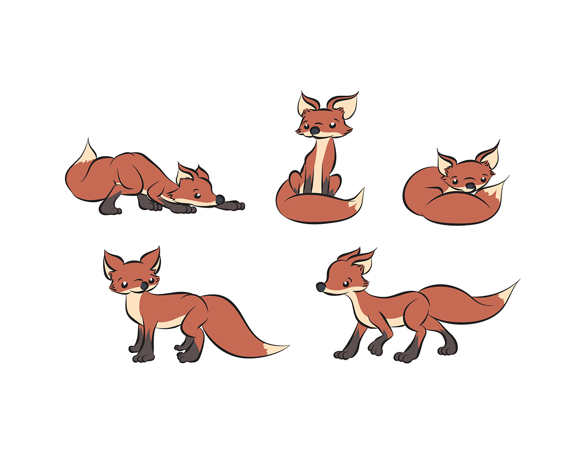 Five foxes on behance. Coyote clipart red fox
