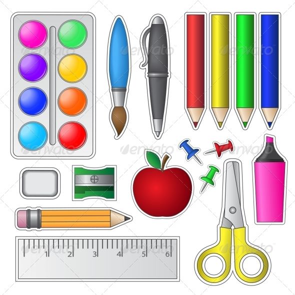 Set of school tools. Craft clipart art equipment