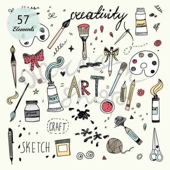 Craft clipart art equipment. Hand drawn and doodles