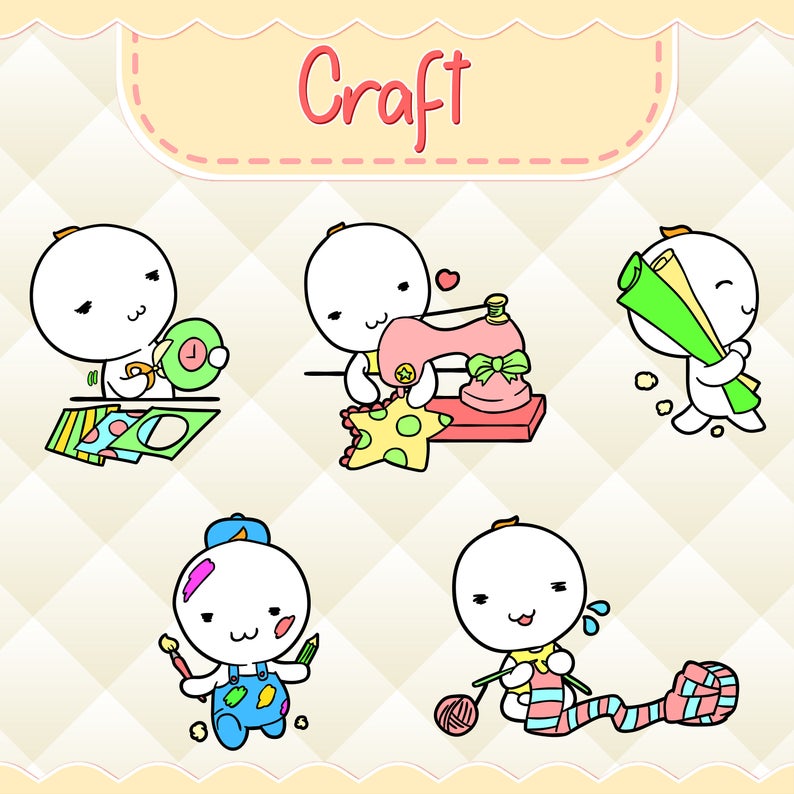 Craft clipart cute. Kawaii design download hand