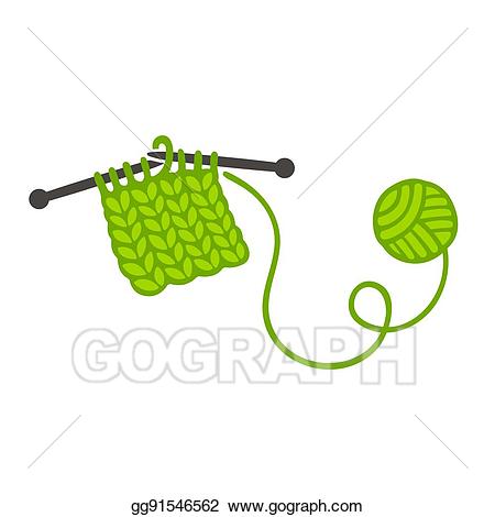 Vector art knitting with. Craft clipart yarn