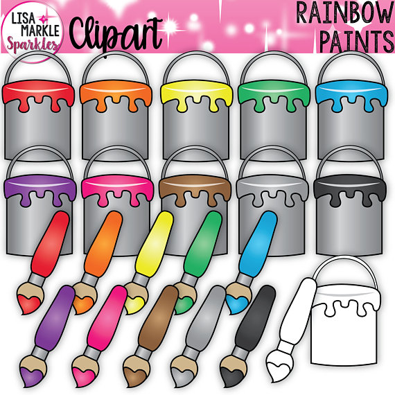 Crafts clipart color brush. Rainbow paint can 