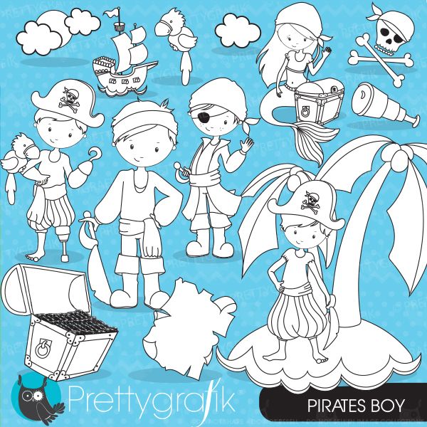 Pirate digital stamps coloring. Crafts clipart craft store