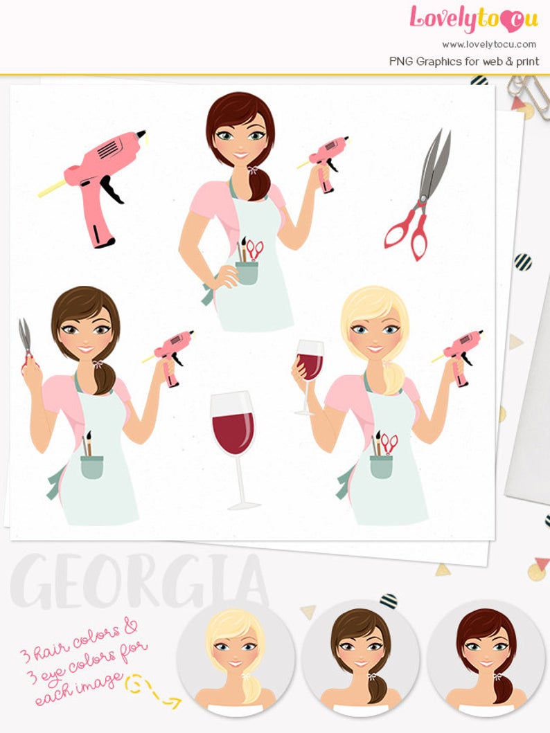 Crafts clipart woman. Character crafter girl red