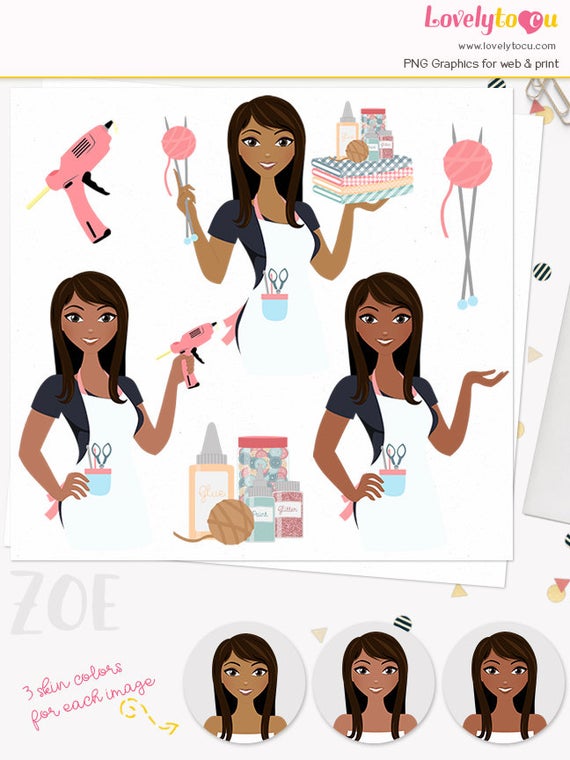 Character crafter girl maker. Crafts clipart woman