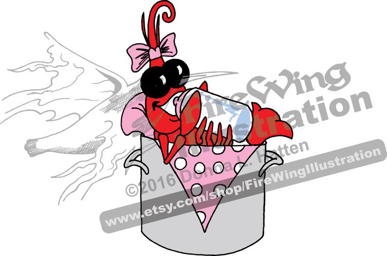 Crawfish clipart baby. In pot pink graphic