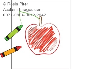 Crayon clipart colorful apple. Picture of a child