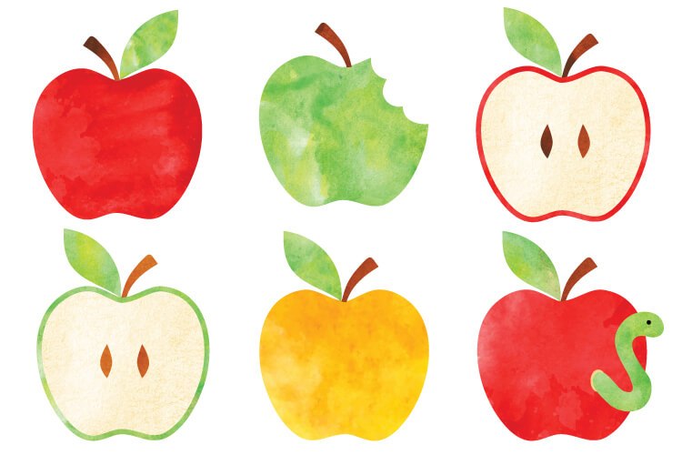 Free watercolor clip art. Crayon clipart colorful apple
