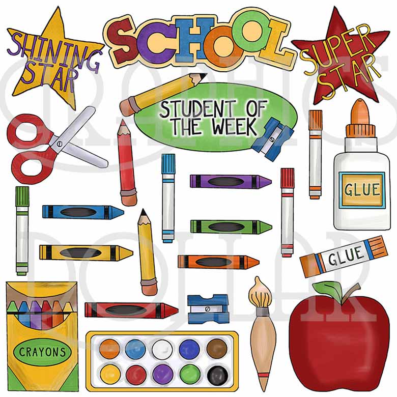 crayons clipart school day