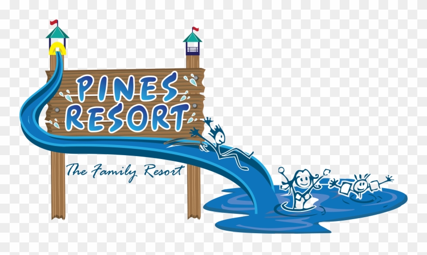 Cropped pines resort logo. Creation clipart colour