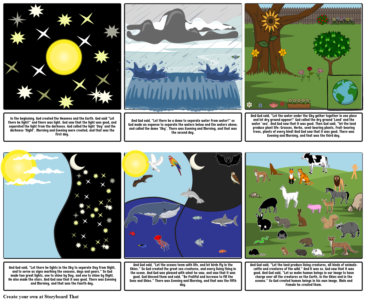 The story of creation. Night clipart morning evening