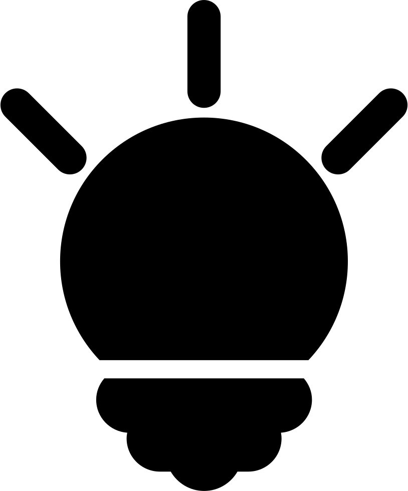 Creative clipart lightbulb. Symbol black shape svg